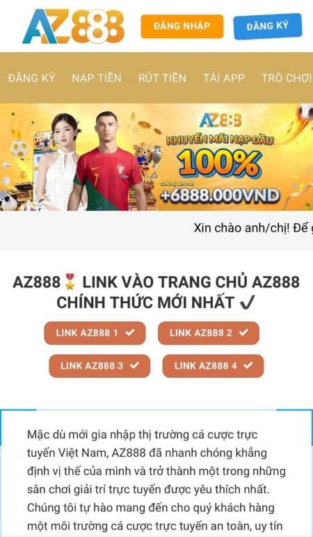 Truy cập vào trang chủ chính thức của nhà cái AZ888