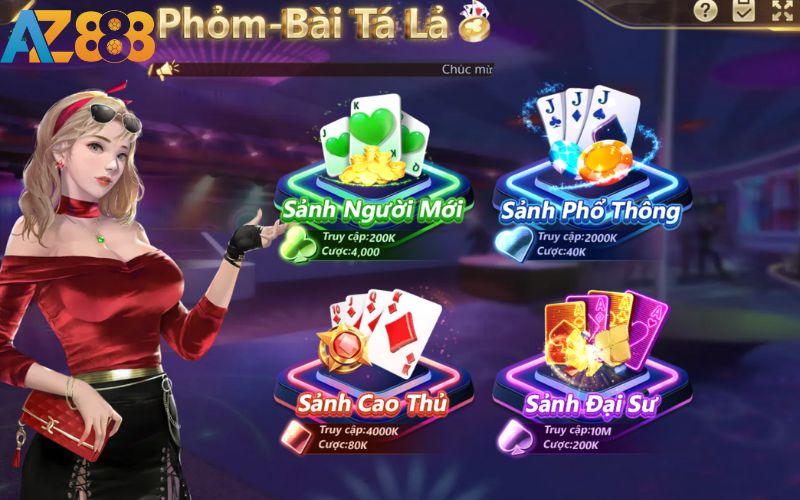 Các phòng chơi bài phỏm online hiện có tại AZ888